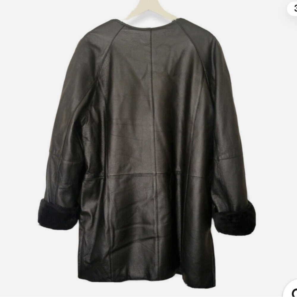 leather & Faux Fur reversible vintage coat - Picture 3 of 5